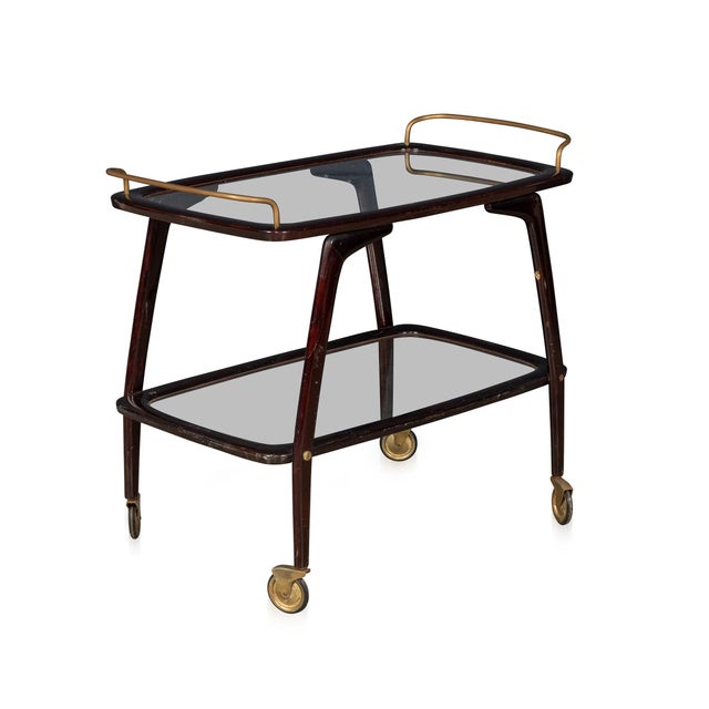 Vintage 20th Century Italian Brass & Wood Drinks Trolley, 1960 For Sale - Image 18 of 18