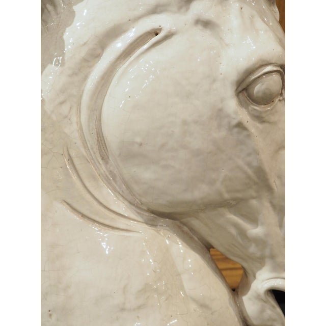 Pair of Large Glazed Terracotta Horse Busts From Italy, Circa 1950 For Sale - Image 13 of 18