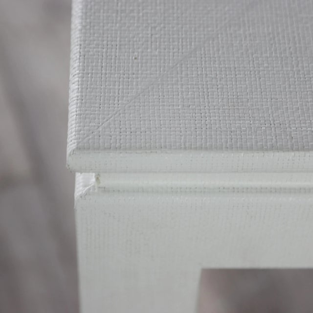 Karl Springer Style White Raffia Coffee Table in Modern Ming Legs For Sale - Image 9 of 9