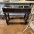 18th c. English oak stick stand made into table by adding a glass top with bobbin legs and stretcher base. 31”l x 14.5”w x...