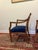 Traditional Early 20th Century Regency Revival Style Armchairs Blue Velvet Upholstery- A Pair For Sale - Image 3 of 8