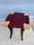 Jeffrey Green postmodern table made out of mahogany and curly maple with curved black lacquer legs. Great little accent...
