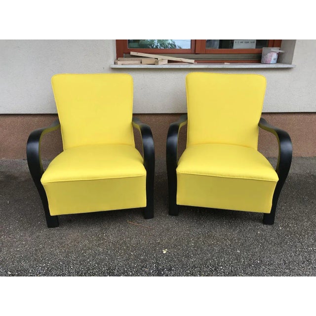 1920s Set of Art Deco Yellow Armchairs, 1920s For Sale - Image 5 of 9