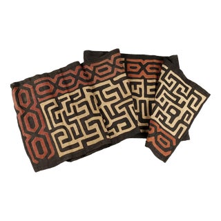 Royal Ntshak Raffia Fabric with Labyrinth Kuba Art For Sale