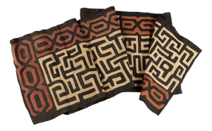Royal Ntshak Raffia Fabric with Labyrinth Kuba Art