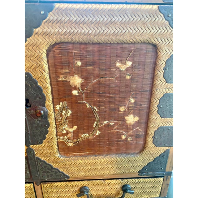 1950s Curved Leg Japanese Woven Bamboo Cabinet For Sale In Dallas - Image 6 of 12