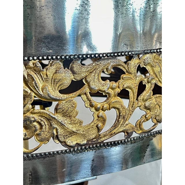 Wrought Iron & Polished Metal Shade Table Lamp, Prototype, France, 1940s For Sale - Image 4 of 18