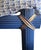 1990s Massive Custom Painted Fluted Glossy Navy Blue Gold Leaf X Corners Nautical Wall Mirror For Sale - Image 5 of 8