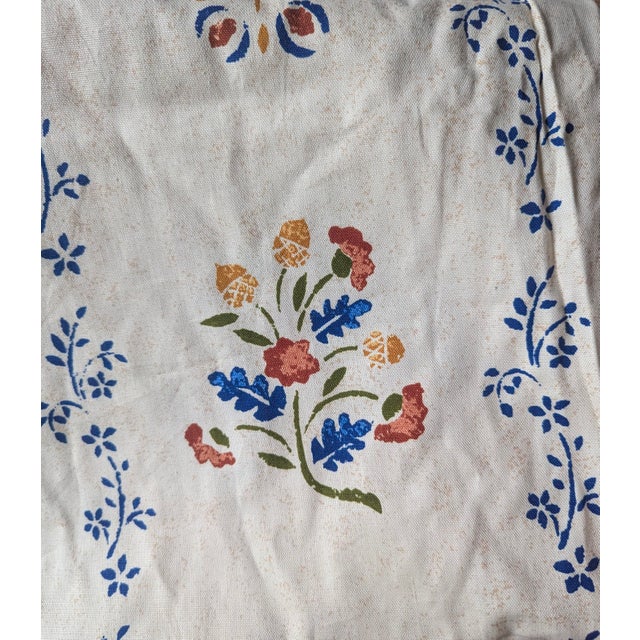 Farmhouse Vintage English Cottage Block Print Style Schumacher Fabric 1.8 Yards For Sale - Image 3 of 15