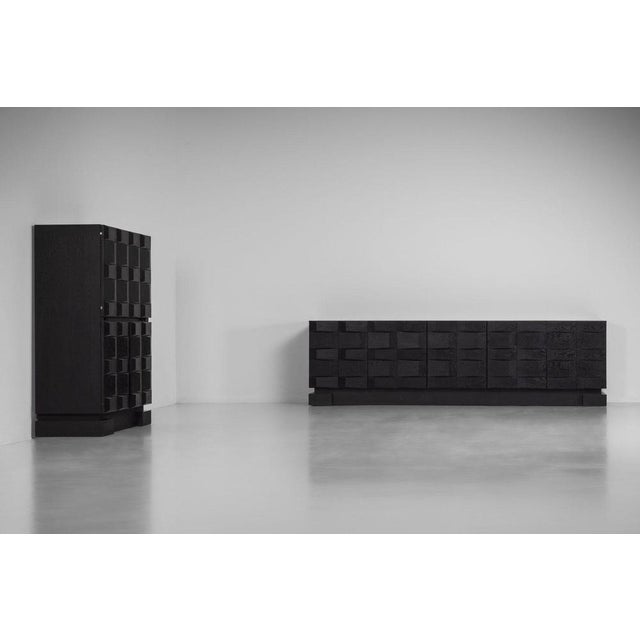 Black Graphic Sideboard in Black from Maison Aurora, Belgium, 1975 For Sale - Image 8 of 18