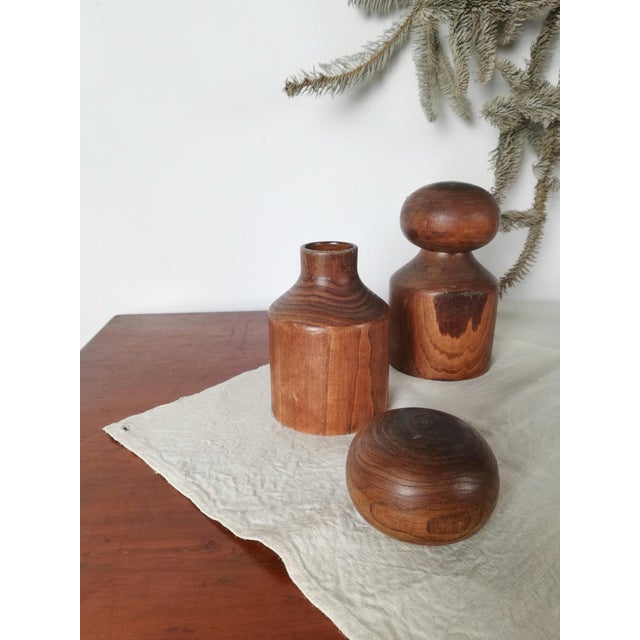 Brown Vintage Alpine Bottles or Vases in Turned Ash Wood, 1960s, Set of 2 For Sale - Image 8 of 18