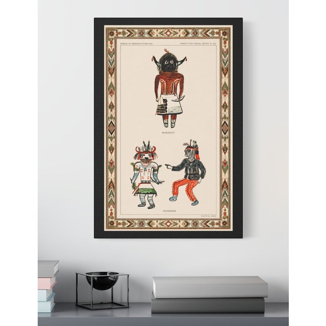 Beige Atelier Aria Lumae Hopi Kachina Ritual Figures Companion Three Piece Gallery Board Set 18" X 27" For Sale - Image 8 of 18