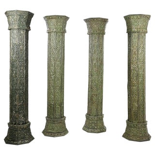 Large Carved Wooden Columns, Set of 4 For Sale