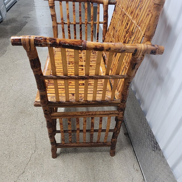 Vintage Natural Tortoise Bamboo Lounge Armchair | Coastal Boho Chinoiserie Accent Chair For Sale - Image 4 of 8