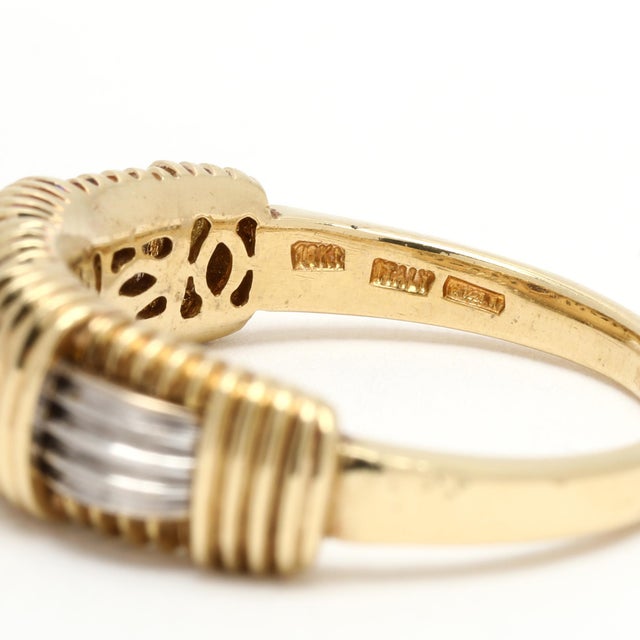 Early 21st Century Roberto Coin Overlapping Band Ring, 18k Yellow & White Gold, Ring Size 7.25 For Sale - Image 5 of 6