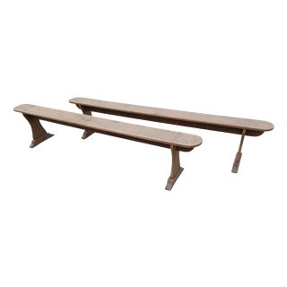 Antique Oak Benches, 1880, Set of 2 For Sale