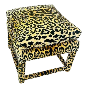 Custom Leopard Print Parsons Style Ottoman
