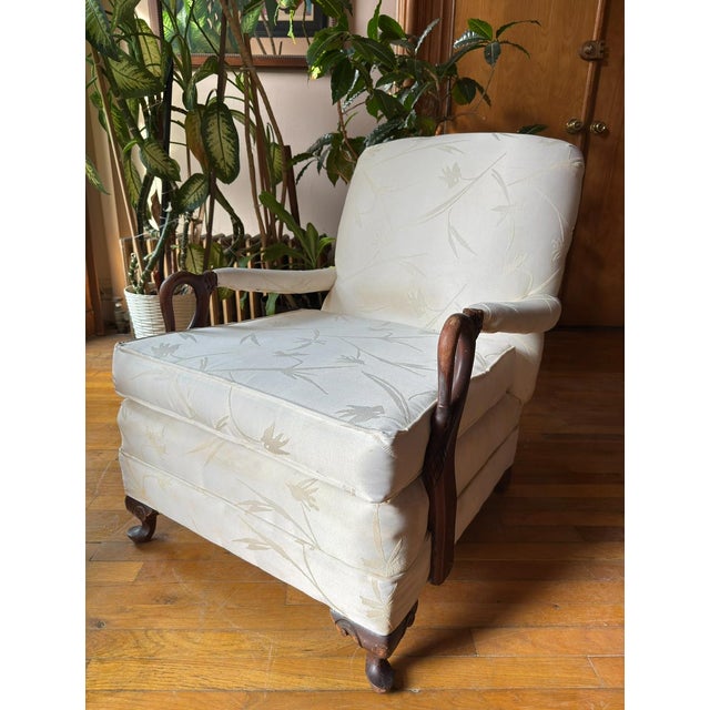Wood Mid- 20th Century Vintage French Bergere Empire Style Swan Armchair in White For Sale - Image 7 of 9