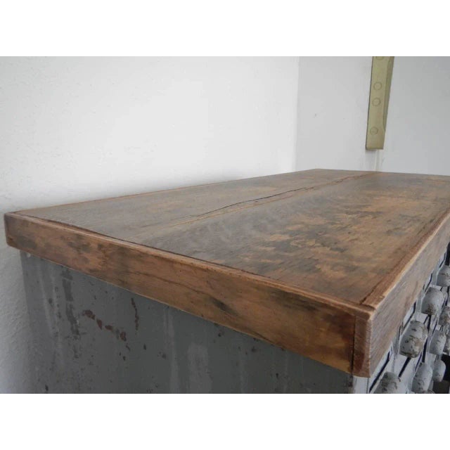 Wood Mid-Century Industrial Italian Iron and Oak Dresser, 1950s For Sale - Image 7 of 10