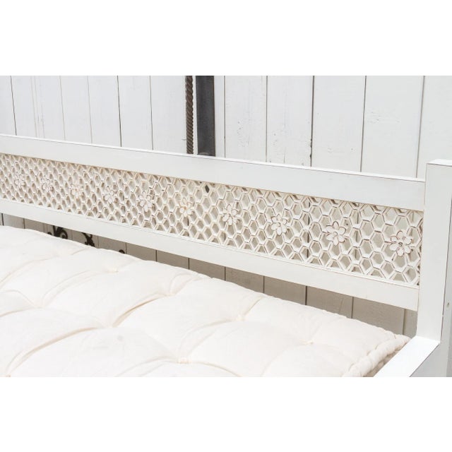 1990s White Carved Floral Jali Daybed Sofa For Sale - Image 5 of 13
