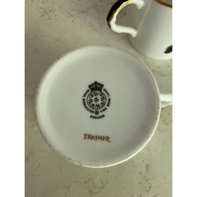 Mid 20th Century Royal Worcester Bone China “Black Dragon” Demitasse Cup Saucer England For Sale - Image 5 of 5