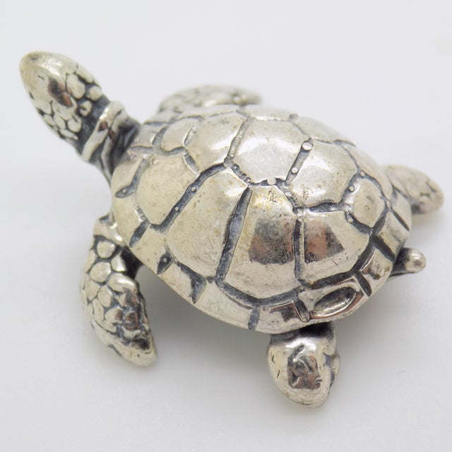 Vintage Italian Genuine Silver 800 Sea Turtle Dollhouse Miniature by Arezzo Tuscany Silversmiths, 1980s For Sale - Image 12 of 12