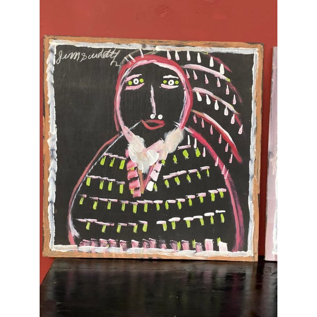 Jimmy Lee Sudduth Family Tryptic Folk Art Paintings For Sale - Image 4 of 12