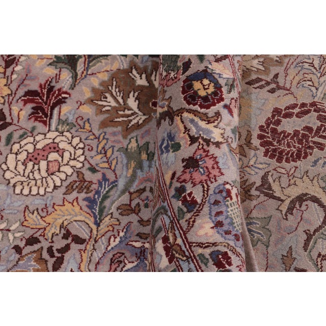 Textile Shabby Chic Floral Square 1990's Pak-Persian Gray/Gray Wool Rug - 6'0'' X 6'1'' For Sale - Image 7 of 9