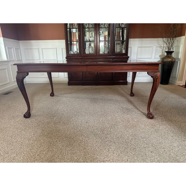 Chippendale Ethan Allen Mahogany Dining Room Table and Chairs For Sale - Image 3 of 17