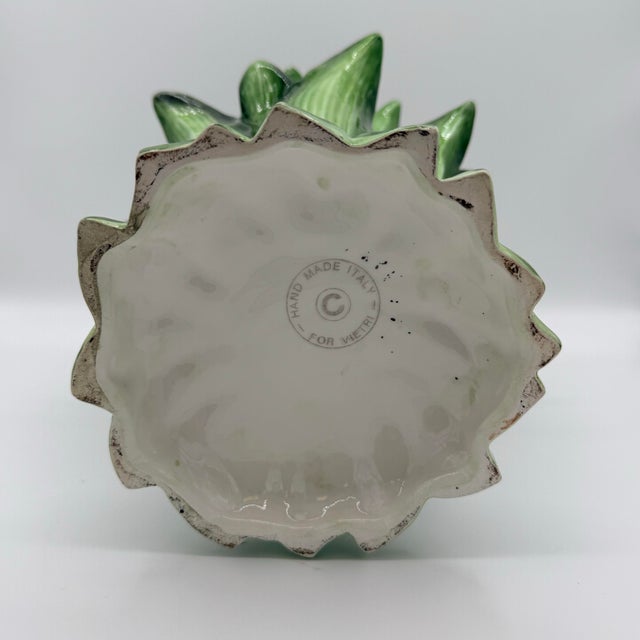 1990s Handmade Italian Vietri Tulipiere Ceramic Vase With Integrated Flower Frog For Sale - Image 5 of 7