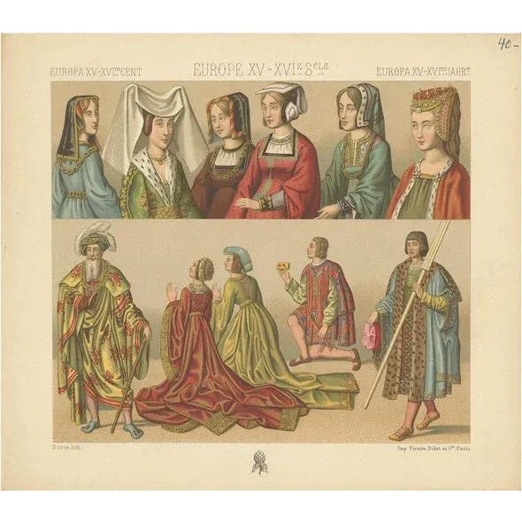 Racinet, European 15th-16th Century Costumes, Paper For Sale - Image 5 of 5