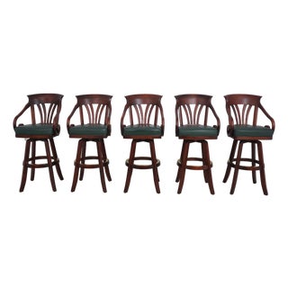 Set of 5 Mikhail Darafeev Mahogany Bar Stools For Sale