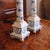 Late 20th Century Pair of Neoclassical Painted Lamps, Cream With Blue Designs For Sale - Image 5 of 18
