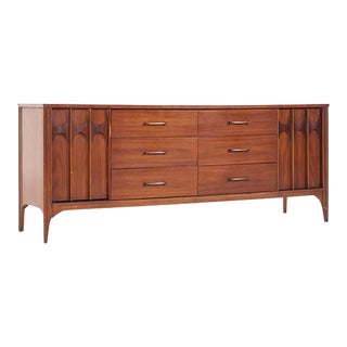 Kent Coffey Perspecta Mid Century Walnut and Rosewood 12 Drawer Lowboy Dresser For Sale