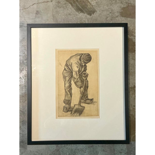 Wood Vintage Boho Van Gogh “Man With a Spade” Print For Sale - Image 7 of 8