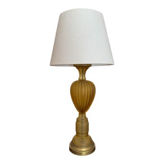 Vintage Marbro Murano Amber Corroso Glass Table Lamp For Sale