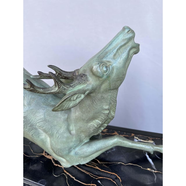 Metal Large Art Deco Bronze Deer from Hugonnet For Sale - Image 7 of 18