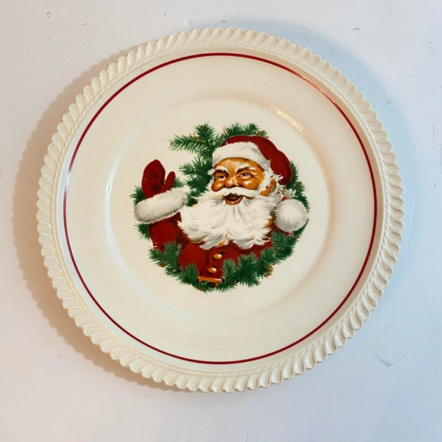 Vintage Santa Fluted Rim Ceramic Plate For Sale In Richmond - Image 6 of 6