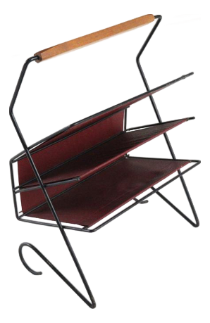 Leather and Metal Magazine Rack