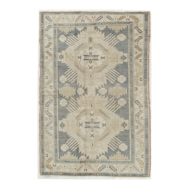 Vintage Circa 1940 Turkish Oushak Area Rug 4ft X 6ft For Sale