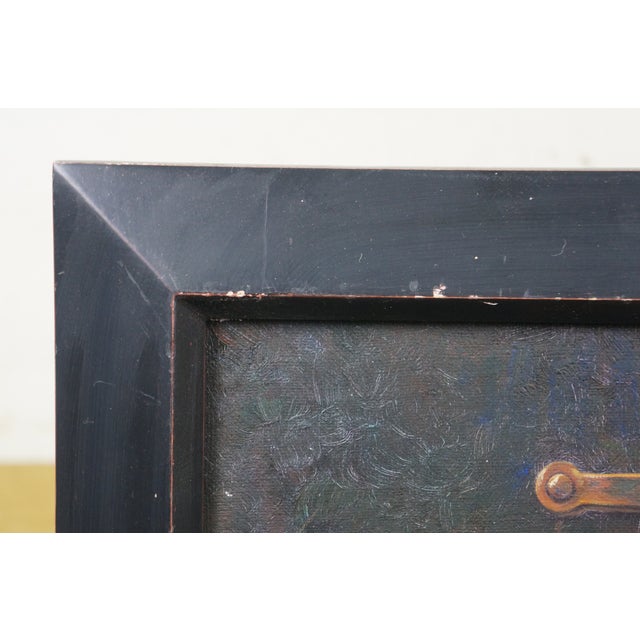 Black The Old Violin Still Life Oil Painting After William Michael Harnett Framed 28" For Sale - Image 8 of 12