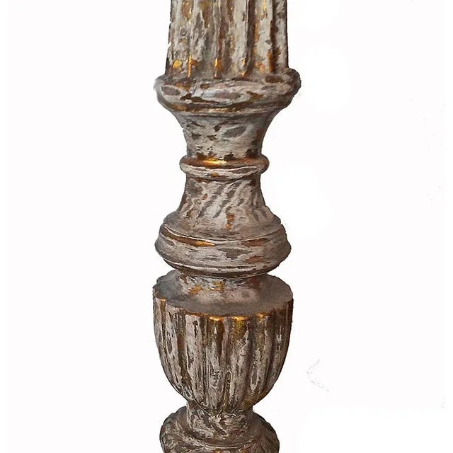 Hand-Carved Wood Candlestick From India, Mid-20th Century For Sale - Image 4 of 13