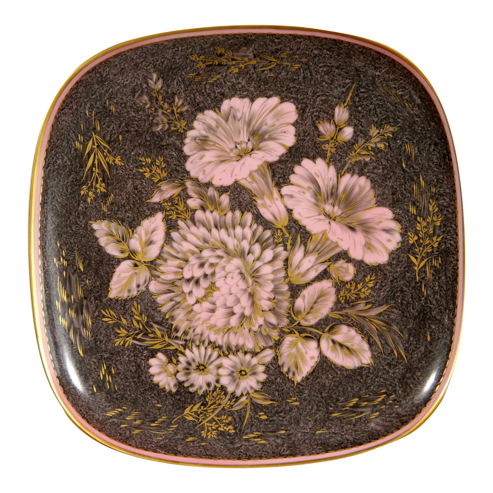 Vintage 1950's Rosenthal China Pink & Gold Florida Wall Charger Plate