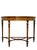Elegant Neoclassical-style demilune console table featuring a warm golden wood finish with elaborate polychrome painted...