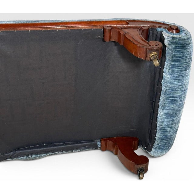 Antique Victorian Mahogany Swan Back Velvet Chaise Longue For Sale - Image 18 of 18