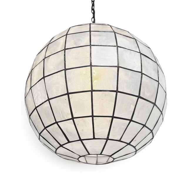 2020s Capiz Shell Globe Pendant Light 12" For Sale - Image 5 of 7