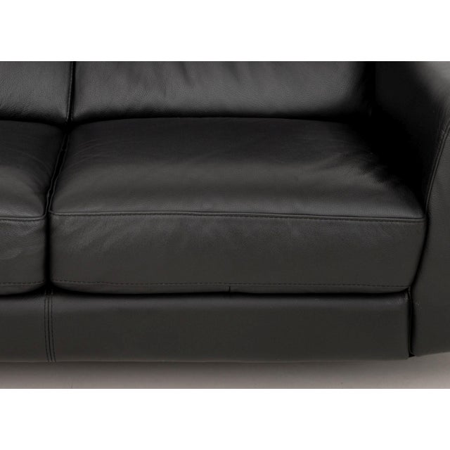 Nicoletti "Simon" Black Leather Three-Seat Sofa For Sale - Image 4 of 9