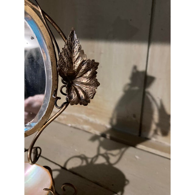 Antique Palais Royal Mother of Pearl & Brass Chair Shaped Pocket Watch Holder For Sale - Image 9 of 9