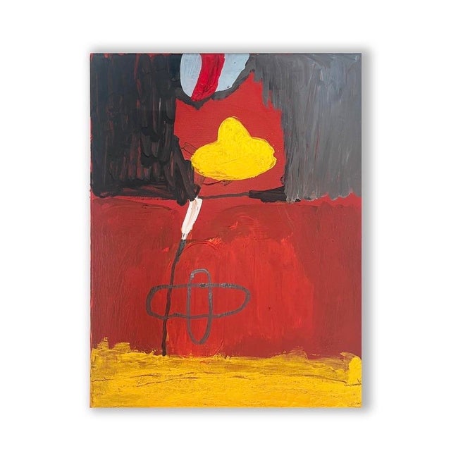 Abstract Mixed Media Painting in Reds and Yellows by John Luckett, 20” X 16” For Sale In Palm Springs - Image 6 of 6
