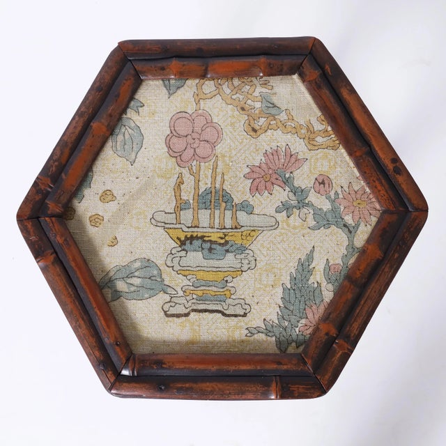 Chinese Export Bamboo and Rattan Pair of Chairs and Stand For Sale - Image 12 of 12